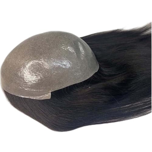 Hair Toupee men 14-16 Inches Straight Topper Durable Full Pu Skin Wigs Virgin Human Hair Replacement System 7x9 "Straight Wigs 120% Density Men's Toupee(2,16 inches) von Fitlin