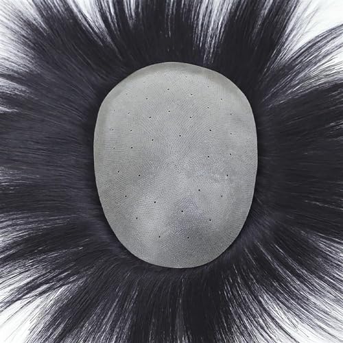 Hair Toupee men Men Replacement Toupee Systems Thin Skin V-looped Full PU Base Mens Wig Units Natural Black 120% Straight Real Human Hair Piece Male Hair Prosthesis Men's Toupee(18x24cm) von Fitlin