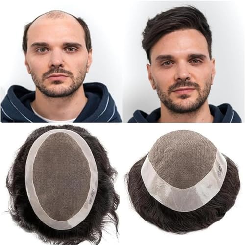 Hair Toupee men Toupee for Men Fine Mono Human Hair Toupee Replacement System with PU Around for Men Natural Hairline Middle Density Durable Male Hair Prosthesis Men's Toupee(30mm Wave#1b 130% Density Hair Toupee men Toupee for Men Fine Mono Human Hair Toupee Replacement System with PU Around for Men Natural Hairline Middle Density Durable Male Hair Prosthesis Men's Toupee(30mm Wave#1b 130% Density von Fitlin