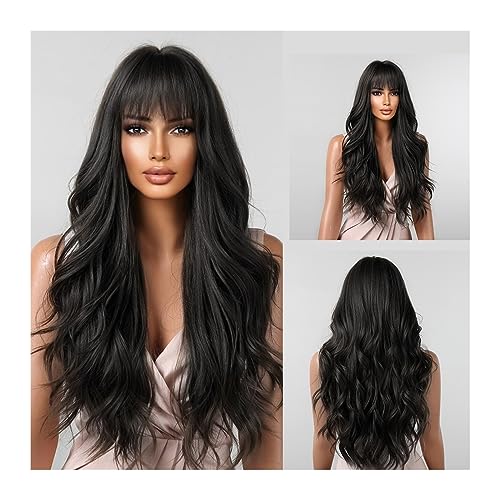 Perücken Synthetische Perücken mit Pony Hellbraun Lange Wasser wellige Haare Perücke für Frauen Natürliche Tägliche Hitzebeständige Verwendung Mädchen Täglichen Gebrauch Perücken (Color : LC2088-1) von Fitlin