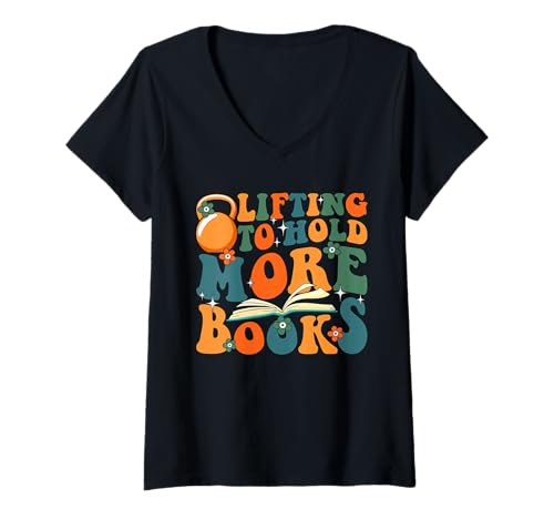 Damen Lifting to Hold More Books Open Book T-Shirt mit V-Ausschnitt Damen Lifting to Hold More Books Open Book T-Shirt mit V-Ausschnitt von Fitness Book Lovers Enthusiasts Lifting