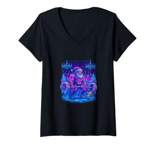 Damen Weihnachtsmann Bodybuilder Weihnachten Workout T-Shirt mit V-Ausschnitt Damen Weihnachtsmann Bodybuilder Weihnachten Workout T-Shirt mit V-Ausschnitt von Fitness Club Christmas Designs