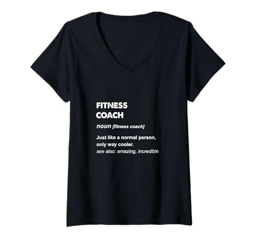 Damen Fitnesstrainer T-Shirt mit V-Ausschnitt Damen Fitnesstrainer T-Shirt mit V-Ausschnitt von Fitness Coach Gifts & T-Shirts