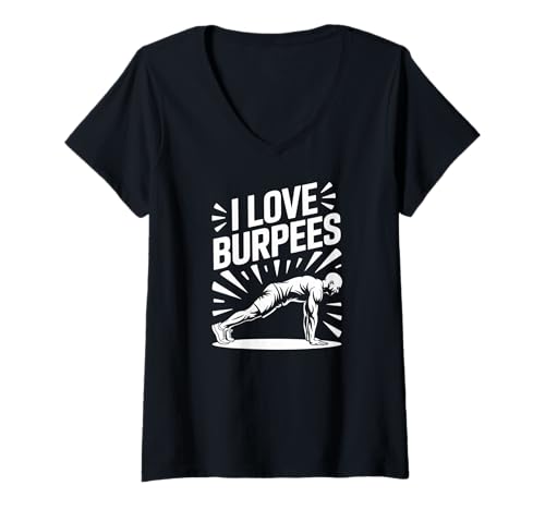 Damen Ich Liebe Burpees Fitness Motivation T-Shirt mit V-Ausschnitt Damen Ich Liebe Burpees Fitness Motivation T-Shirt mit V-Ausschnitt von Fitness Enthusiast Workout Lovers