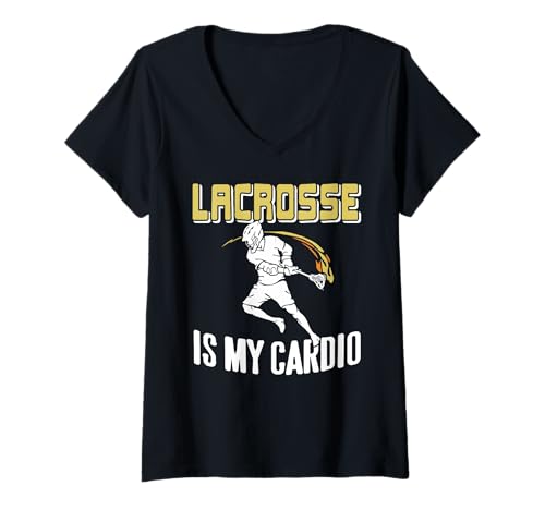 Damen Lacrosse Ist Mein Cardio Lustiger Sportwitz T-Shirt mit V-Ausschnitt von Fitness Fan Läufer Lacrosse Spieler Style
