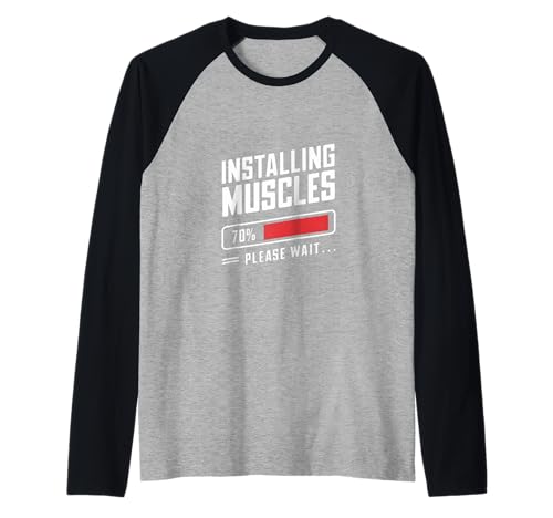 Installieren Sie Muskeln. Bitte warten Sie auf Fitness Männer Frauen Cool Raglan Installieren Sie Muskeln. Bitte warten Sie auf Fitness Männer Frauen Cool Raglan von Fitness Fans Men Women