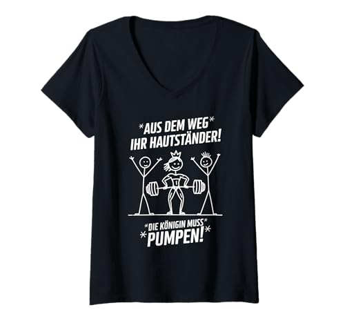 Damen Bodybuilding Kleidung Aus Dem Weg Ihr Hautständer Workout T-Shirt mit V-Ausschnitt Damen Bodybuilding Kleidung Aus Dem Weg Ihr Hautständer Workout T-Shirt mit V-Ausschnitt von Fitness Geschenk Frauen Strichmännchen Bodybuilder