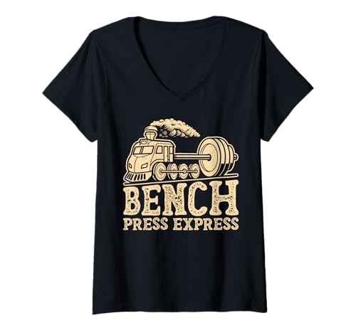 Damen Fitness - Bankdrücken Express T-Shirt mit V-Ausschnitt Damen Fitness - Bankdrücken Express T-Shirt mit V-Ausschnitt von Fitness Humor Apparel