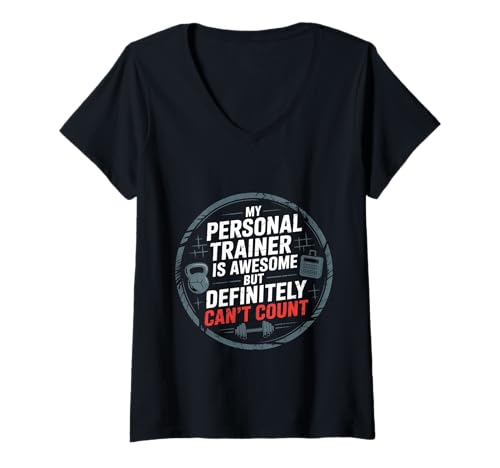 Damen Trainer's Great Just Can't Count Reps Right - T-Shirt mit V-Ausschnitt Damen Trainer's Great Just Can't Count Reps Right - T-Shirt mit V-Ausschnitt von Fitness -Humor -Vertreter Fitnessstudio Zitate