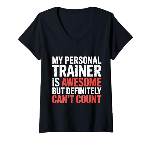 Damen Trainer's Great Just Can't Count Reps Right |- T-Shirt mit V-Ausschnitt Damen Trainer's Great Just Can't Count Reps Right |- T-Shirt mit V-Ausschnitt von Fitness -Humor -Vertreter Fitnessstudio Zitate