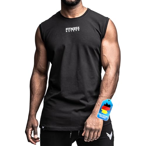 Fitness Method® Tank Top Herren, INNOVATIVES Achselshirt für Sport und Freizeit - Ärmelloses Shirt, Unterhemd,Sleeveless T-Shirt, Tanktop (Schwarz, L) von Fitness Method