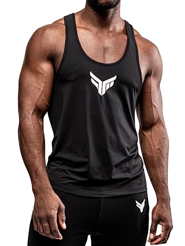 Fitness Method® Tank Top Herren - Extra Funktionelle Sport Bekleidung - verringert erheblich die Schweißbildung - Stringer Tanktop (Schwarz - Weiß XXL) von Fitness Method