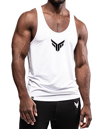 Fitness Method® Tank Top Herren - Extra Funktionelle Sport Bekleidung - verringert erheblich die Schweißbildung - Stringer Tanktop (Weiß - Schwarz XXL) von Fitness Method