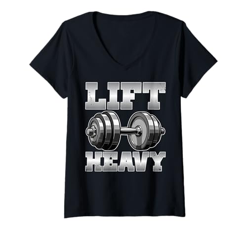 Damen Fitness - Heben Sie schwer T-Shirt mit V-Ausschnitt Damen Fitness - Heben Sie schwer T-Shirt mit V-Ausschnitt von Fitness Mood Apparel