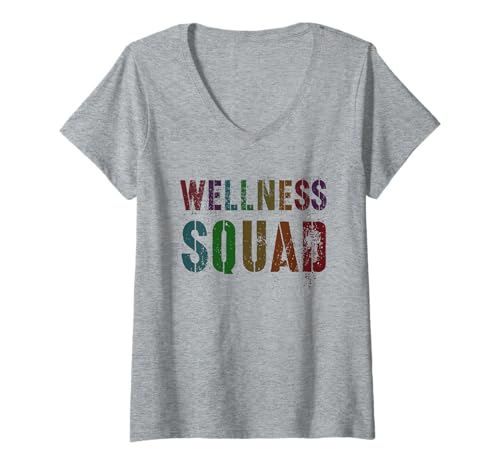 Damen Vintage Wellness Square Gesundheit Yoga Rocks Krankenschwester Trainer Gym T-Shirt mit V-Ausschnitt von Fitness Recovery Teacher Mental Health Awareness