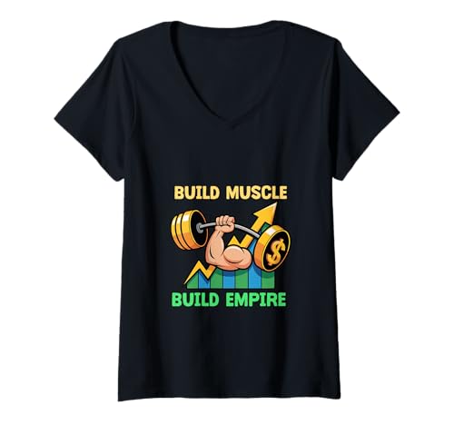 Damen Muskeln aufbauen Imperium aufbauen Motivation Langhantel Dol T-Shirt mit V-Ausschnitt Damen Muskeln aufbauen Imperium aufbauen Motivation Langhantel Dol T-Shirt mit V-Ausschnitt von Fitness-Unternehmer Bodybuilding Fitnessstudio Lie
