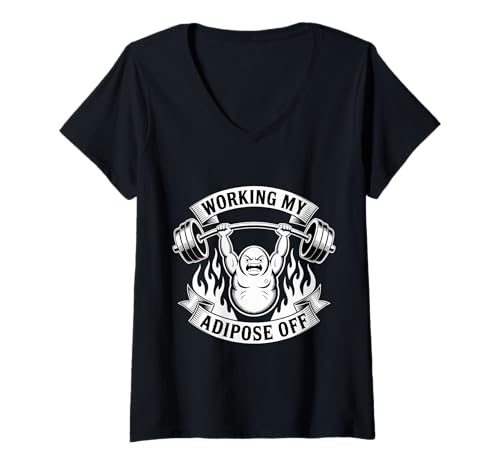 Damen Working My Adipose Off Fitness Diet Gym Weight |- T-Shirt mit V-Ausschnitt Damen Working My Adipose Off Fitness Diet Gym Weight |- T-Shirt mit V-Ausschnitt von Fitness gewinnt Ernährungsziele