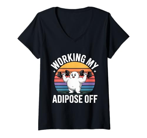 Damen Working My Adipose Off Fitness Diet Gym Weight |- T-Shirt mit V-Ausschnitt Damen Working My Adipose Off Fitness Diet Gym Weight |- T-Shirt mit V-Ausschnitt von Fitness gewinnt Ernährungsziele
