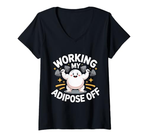 Damen Working My Adipose Off Fitness Diet Gym Weight |- T-Shirt mit V-Ausschnitt Damen Working My Adipose Off Fitness Diet Gym Weight |- T-Shirt mit V-Ausschnitt von Fitness gewinnt Ernährungsziele