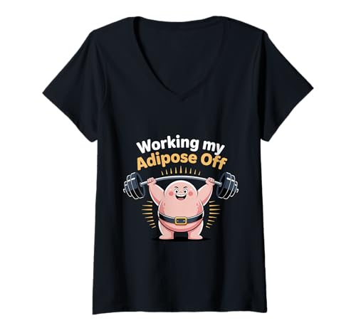 Damen Working My Adipose Off Fitness Diet Gym Weight |- T-Shirt mit V-Ausschnitt Damen Working My Adipose Off Fitness Diet Gym Weight |- T-Shirt mit V-Ausschnitt von Fitness gewinnt Ernährungsziele