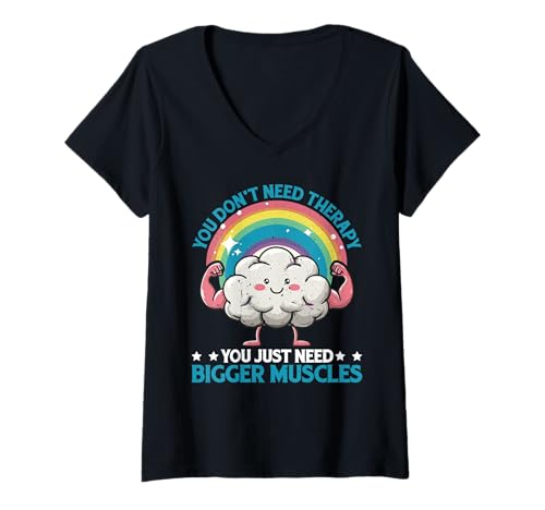 Damen You Don't Need Therapy You Just Need Bigger Muscles - T-Shirt mit V-Ausschnitt Damen You Don't Need Therapy You Just Need Bigger Muscles - T-Shirt mit V-Ausschnitt von Fitnesshebekraft Inspiration