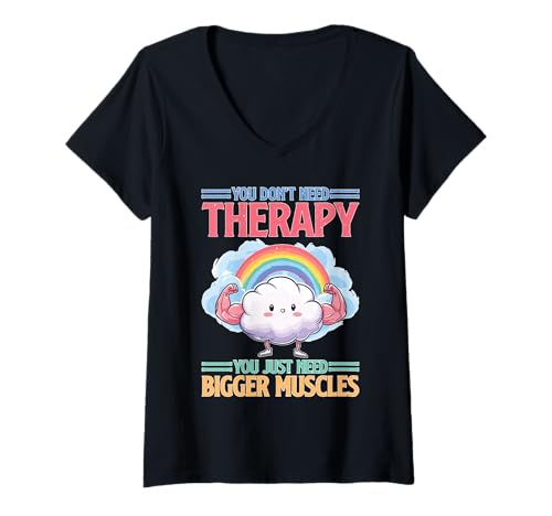 Damen You Don't Need Therapy You Just Need Bigger Muscles T-Shirt mit V-Ausschnitt Damen You Don't Need Therapy You Just Need Bigger Muscles T-Shirt mit V-Ausschnitt von Fitnesshebekraft Inspiration