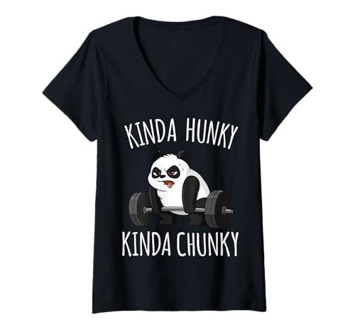 Damen Kinda Hunky Kinda Chunky T-Shirt mit V-Ausschnitt Damen Kinda Hunky Kinda Chunky T-Shirt mit V-Ausschnitt von Fitnessstudio Bodybuilder Gewichtheben Powerlifter