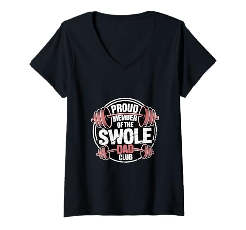 Damen Proud Member of The Swole Dad Club Vater Fitness - T-Shirt mit V-Ausschnitt Damen Proud Member of The Swole Dad Club Vater Fitness - T-Shirt mit V-Ausschnitt von Fitnessstudio Vaterschaftslebensstil