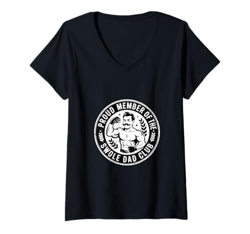 Damen Proud Member of The Swole Dad Club Vater Fitness - T-Shirt mit V-Ausschnitt Damen Proud Member of The Swole Dad Club Vater Fitness - T-Shirt mit V-Ausschnitt von Fitnessstudio Vaterschaftslebensstil