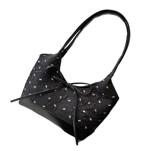 Fitooles Stilvolle Unterarmtasche mit Schleifen-Akzent, großes Fassungsvermögen, Faltendesign, lässige Pendlertasche, Polyester, PU, Unterarmtasche, leichte Polyester-Reisetasche, Schwarz , One Size Fitooles Stilvolle Unterarmtasche mit Schleifen-Akzent, großes Fassungsvermögen, Faltendesign, lässige Pendlertasche, Polyester, PU, Unterarmtasche, leichte Polyester-Reisetasche, Schwarz , One Size von Fitooles