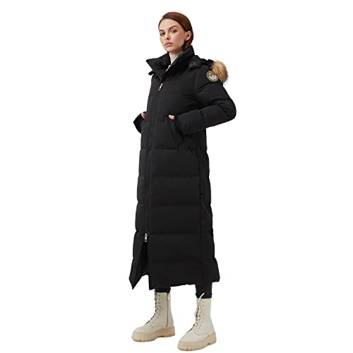 Fitouch Waukee Damen Lange Daunenparka | 750+ Fillpower-Isolierung Maxi-Outwear | Volllängenjacke | Wasserabweisende Pufferjacke | BalanceWarmer-Verhältnis | Schwarz | Größe L von Fitouch