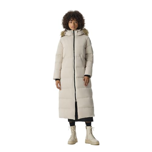 Fitouch Waukee Damen Lange Daunenparka | 750+ Fillpower-Isolierung | Maxi-Jacke | Wasserabweisende Pufferjacke | BalanceWarmer-Verhältnis | Aprikose | Größe S von Fitouch