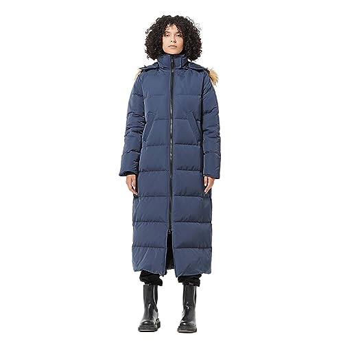 Fitouch Waukee Damen Lange Daunenparka | 750+ Fillpower-Isolierung | Maxi-Jacke | Wasserabweisende Pufferjacke | BalanceWarmer-Verhältnis | Marineblau | Größe S von Fitouch