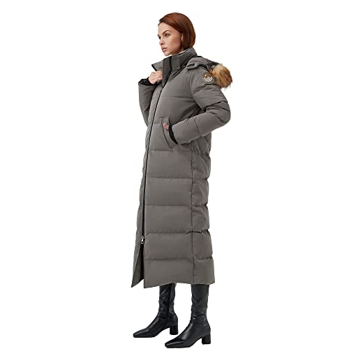 Fitouch Waukee Damen Lange Daunenparka | 750+ Fillpower-Isolierung Outwear | Volllängenjacke | Wasserabweisende Pufferjacke | BalanceWarmer-Verhältnis | Schwarz | Größe L von Fitouch