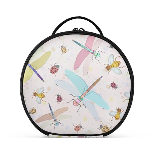 Fitrendlovey Großer runder Reise-Make-up-Organizer für Damen, mit Reißverschluss und verstellbaren Trennwänden, einfach zu tragen und aufzubewahren, T12, Einheitsgröße von Fitrendlovey