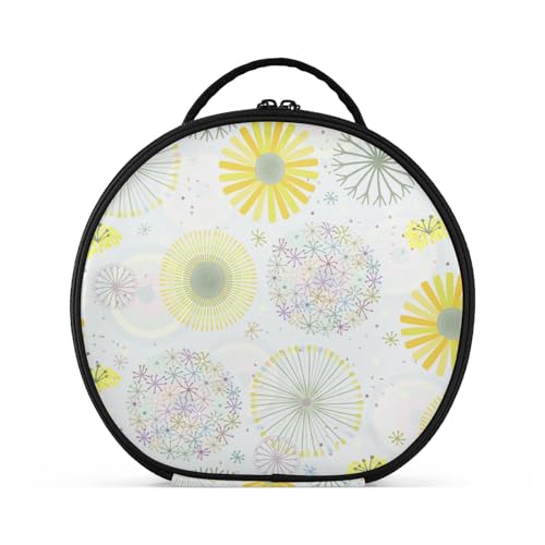 Fitrendlovey Großer runder Reise-Make-up-Organizer für Damen, mit Reißverschluss und verstellbaren Trennwänden, einfach zu tragen und aufzubewahren, T14, one size von Fitrendlovey