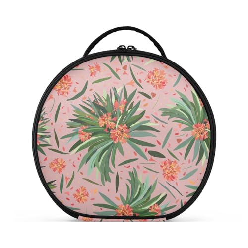 Fitrendlovey Großer runder Reise-Make-up-Organizer für Damen, mit Reißverschluss und verstellbaren Trennwänden, einfach zu tragen und aufzubewahren, T16, Einheitsgröße von Fitrendlovey