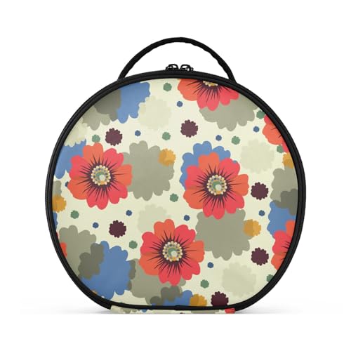 Fitrendlovey Großer runder Reise-Make-up-Organizer für Damen, mit Reißverschluss und verstellbaren Trennwänden, einfach zu tragen und aufzubewahren, T4, one size von Fitrendlovey