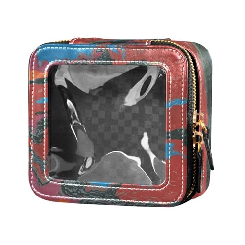 Fitrendlovey Kleiner Reise-Make-up-Organizer mit Sichtfenster, Kosmetiktasche aus PU-Leder, ideal für einfachen Zugriff auf wichtige Dinge, T20, Einheitsgröße von Fitrendlovey