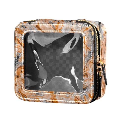 Fitrendlovey Kleiner Reise-Make-up-Organizer mit Sichtfenster, Kosmetiktasche aus PU-Leder, ideal für einfachen Zugriff auf wichtige Dinge, T6, one size von Fitrendlovey
