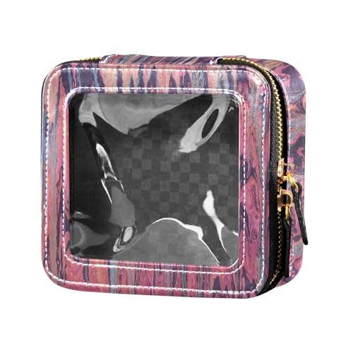 Fitrendlovey Kleiner Reise-Make-up-Organizer mit Sichtfenster, Kosmetiktasche aus PU-Leder, ideal für einfachen Zugriff auf wichtige Dinge, T7, one size von Fitrendlovey