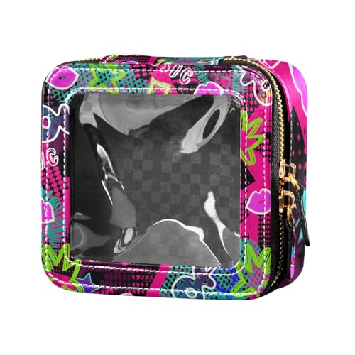 Fitrendlovey Kosmetiktasche mit Reißverschluss und Oberlicht-Design, tragbarer PU-Leder-Organizer für Damen auf Reisen, T12, Einheitsgröße von Fitrendlovey