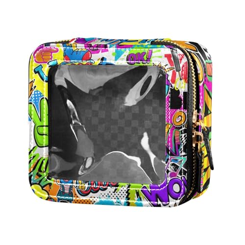 Fitrendlovey Kosmetiktasche mit Reißverschluss und Oberlicht-Design, tragbarer PU-Leder-Organizer für Damen auf Reisen, T13, Einheitsgröße von Fitrendlovey