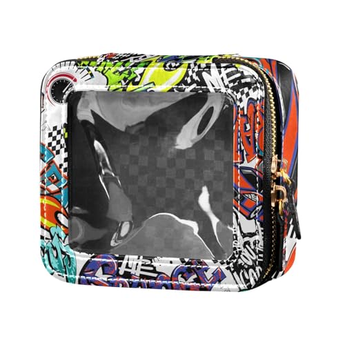 Fitrendlovey Kosmetiktasche mit Reißverschluss und Oberlicht-Design, tragbarer PU-Leder-Organizer für Damen auf Reisen, T5, one size von Fitrendlovey