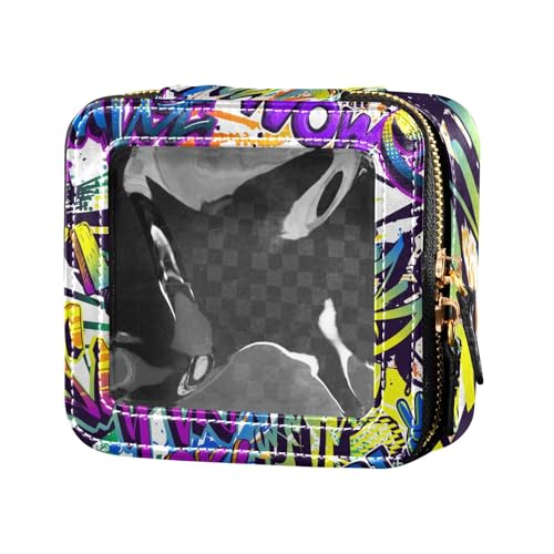 Fitrendlovey Kosmetiktasche mit Reißverschluss und Oberlicht-Design, tragbarer PU-Leder-Organizer für Damen auf Reisen, T7, one size von Fitrendlovey