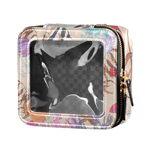 Fitrendlovey Make-up-Tasche aus PU-Leder mit Dachfenster und Reißverschluss, geräumiger Organizer für Kosmetika unterwegs, T16, one size von Fitrendlovey