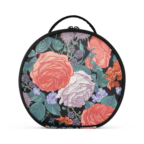Fitrendlovey Reisefreundliche, runde Make-up-Tasche für Damen, mit Reißverschluss und verstellbaren Trennwänden, praktisch für jede Reise, T12, one size von Fitrendlovey
