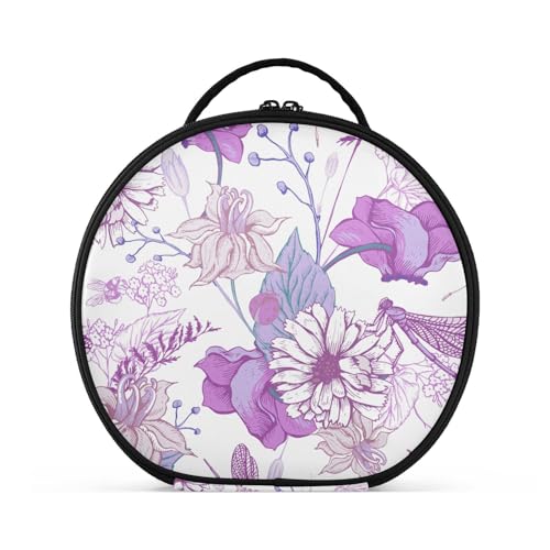 Fitrendlovey Reisefreundliche, runde Make-up-Tasche für Damen, mit Reißverschluss und verstellbaren Trennwänden, praktisch für jede Reise, T20, one size von Fitrendlovey