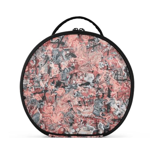 Fitrendlovey Reisefreundliche, runde Make-up-Tasche für Damen, mit Reißverschluss und verstellbaren Trennwänden, praktisch für jede Reise, T7, one size von Fitrendlovey