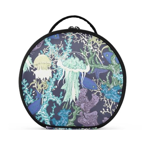 Fitrendlovey Runder Kosmetik-Organizer mit Griff und Reißverschluss für Damen auf Reisen und zur Aufbewahrung von Make-up, T1, one size von Fitrendlovey